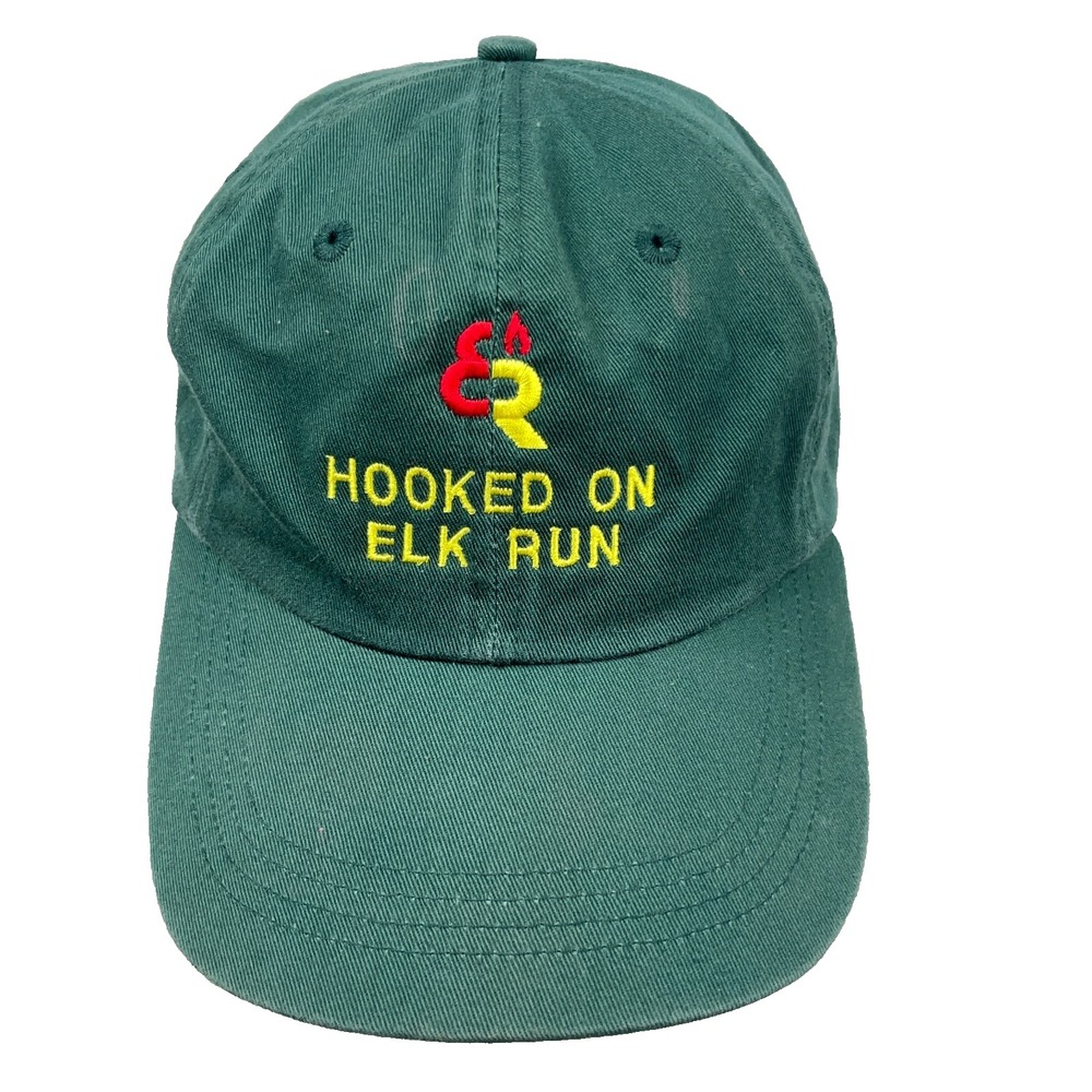 Vintage Elk Run Coal Mine Hat Cap Teal 90s Massey Energy Strap Back Baseball Dad